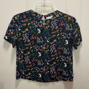 Navy blue floral H&M top